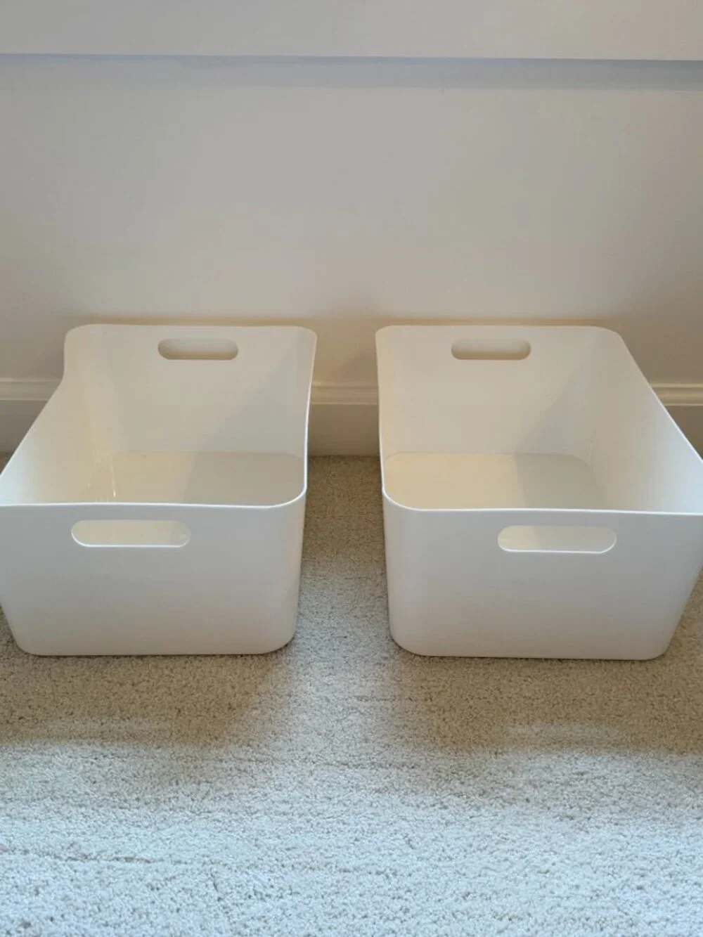 Set of 2 Medium Plastic Storage Bin w/ Handles - Container Store